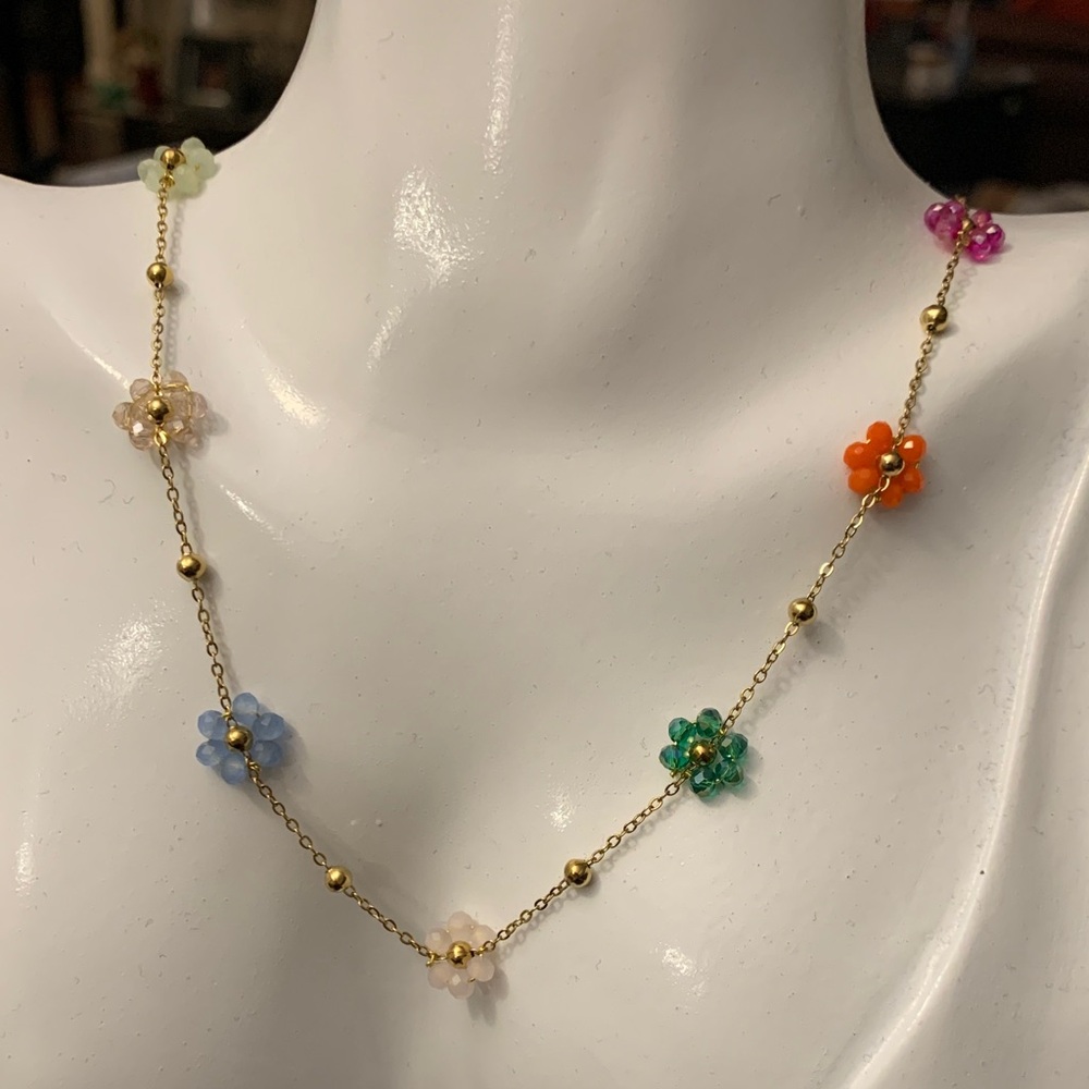 Floral Multicolor Necklace Stainless Steel